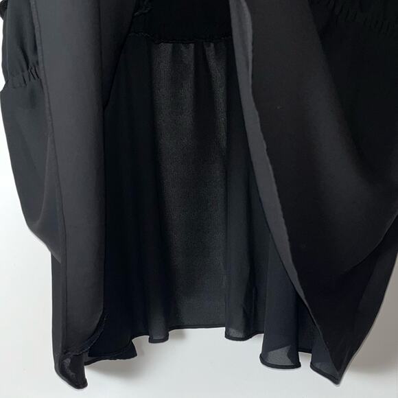 Torrid Black Babydoll Georgette Lace-Up Blouse Lace Front Tie Woman's Size 5X - Picture 9 of 16